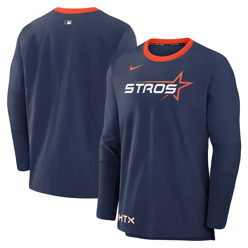 Haut à manches longues Nike bleu marine Houston Astros 2025 City Connect Authentic Collection pour homme, léger et performant