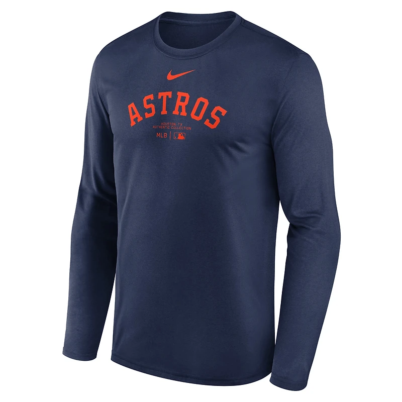 T-shirt à manches longues Nike bleu marine Houston Astros Authentic Collection pour homme
