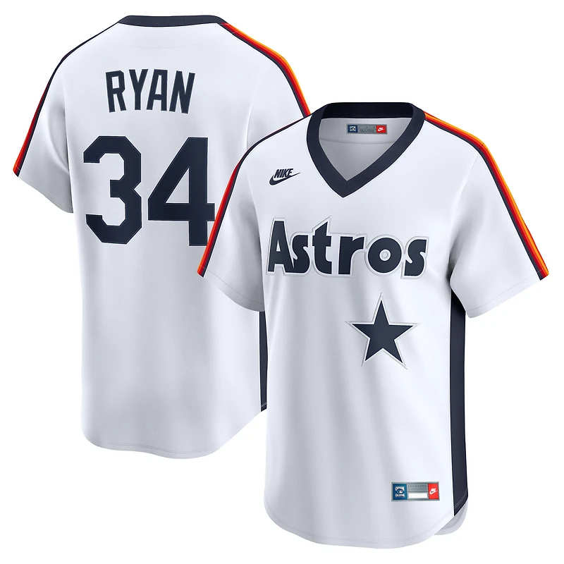 Maillot Nike Nolan Ryan pour homme Houston Astros Throwback Cooperstown Collection Limited Blanc