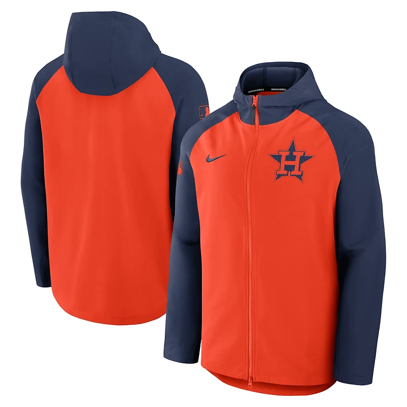 Veste raglan zippée Nike Authentic Collection Houston Astros pour homme, orange/marine