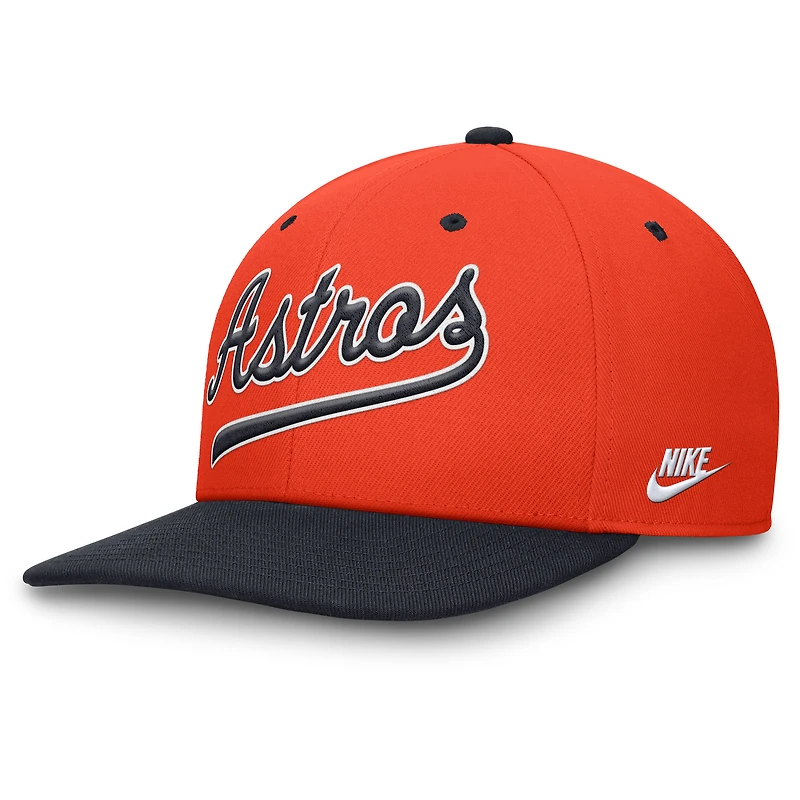 Casquette Nike Pro Performance Snapback Orange/Bleu marine Houston Astros Cooperstown Collection pour homme