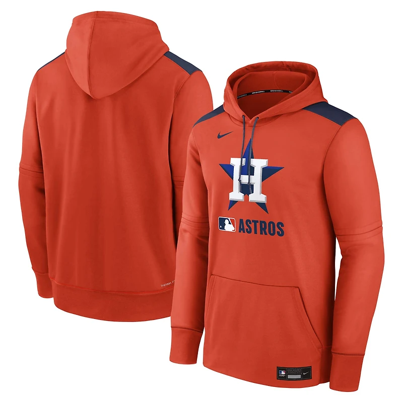 Sweat à capuche Nike Orange Houston Astros Authentic Collection Performance pour homme