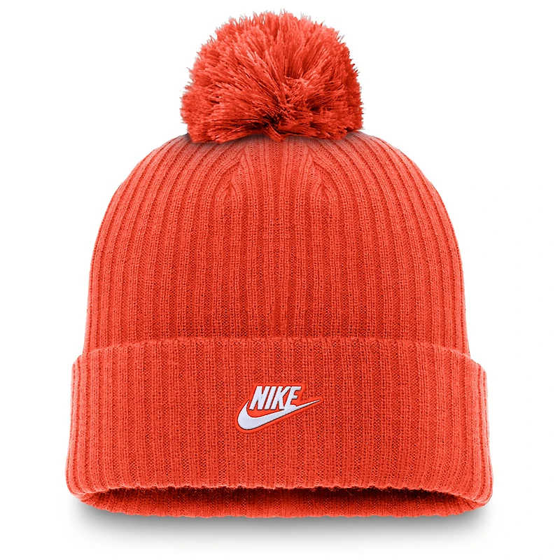Men's Nike Orange Houston Astros Cooperstown Collection Patch Cuffed Knit Hat with Pom