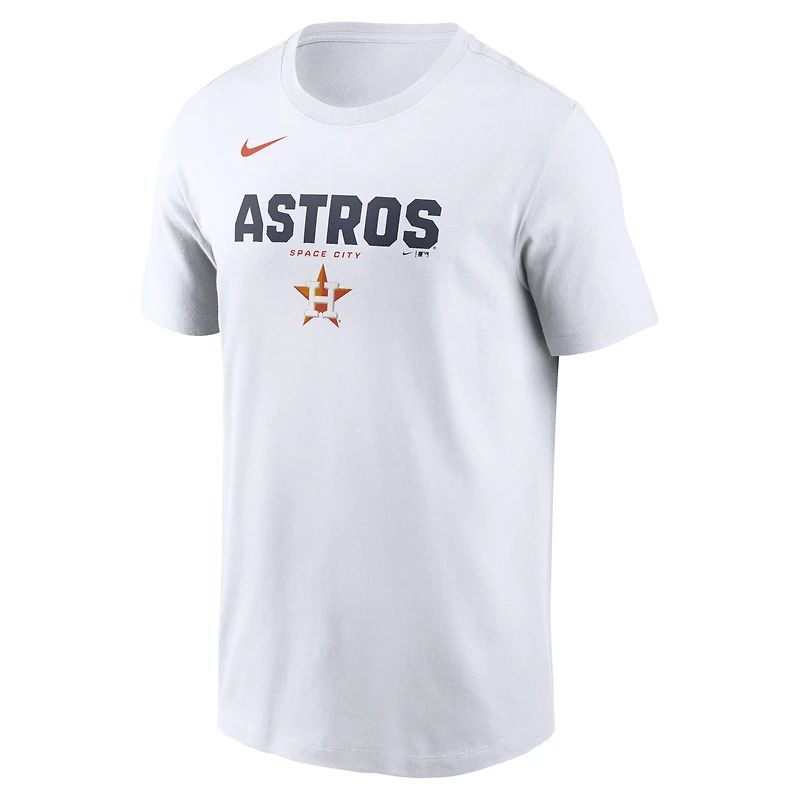 T-shirt Nike blanc pour homme avec le nom de l'équipe en gras des Houston Astros