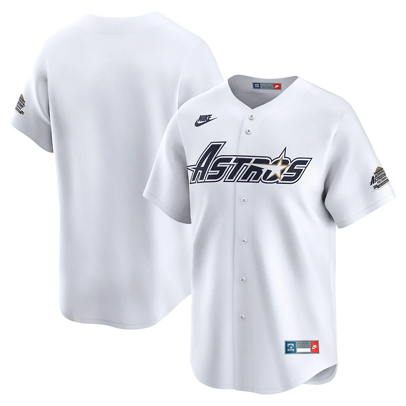 Maillot Nike blanc rétro des Houston Astros pour homme, collection limitée Cooperstown