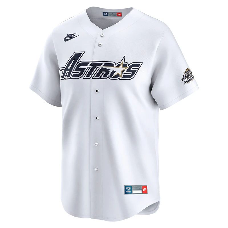 Maillot Nike blanc rétro des Houston Astros pour homme, collection limitée Cooperstown