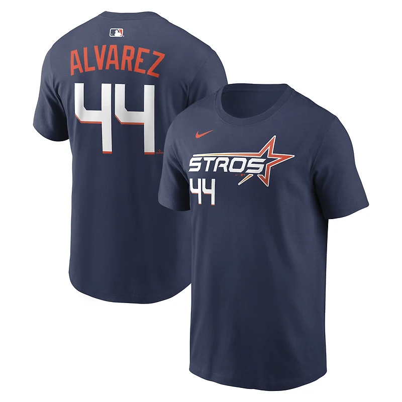T-shirt Nike Yordan Alvarez bleu marine Houston Astros City Connect avec nom et numéro pour homme