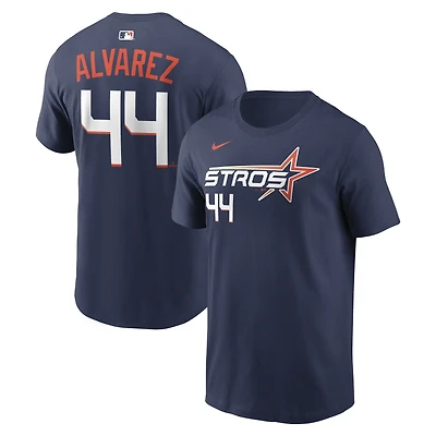 T-shirt Nike Yordan Alvarez bleu marine Houston Astros City Connect avec nom et numéro pour homme