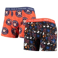 Lot de 2 boxers Super Fit Houston Astros pour homme Paire voleurs Noir/orange