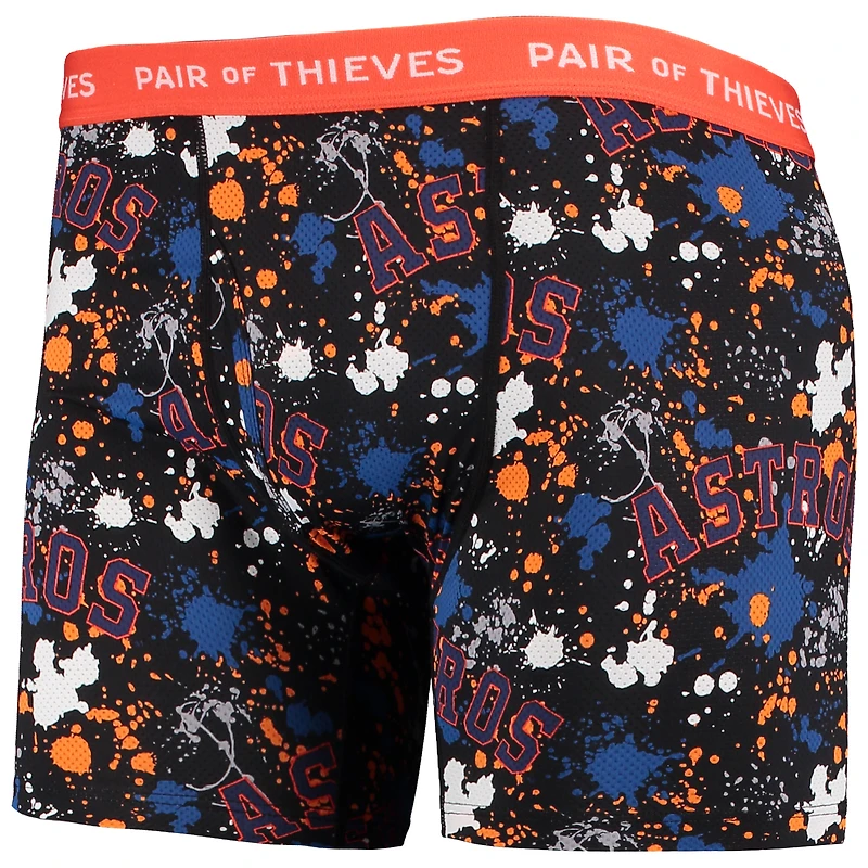 Lot de 2 boxers Super Fit Houston Astros pour homme Paire voleurs Noir/orange