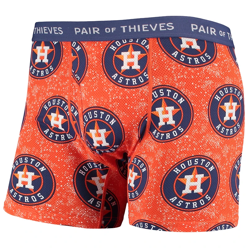 Lot de 2 boxers Super Fit Houston Astros pour homme Paire voleurs Noir/orange