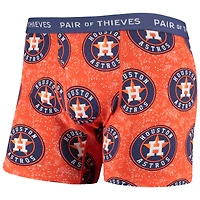 Lot de 2 boxers Super Fit Houston Astros pour homme Paire voleurs Noir/orange