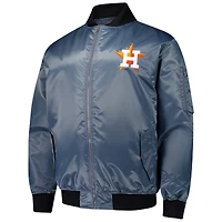 Blouson aviateur entièrement zippé pour homme, couleur anthracite, Houston Astros, grande taille
