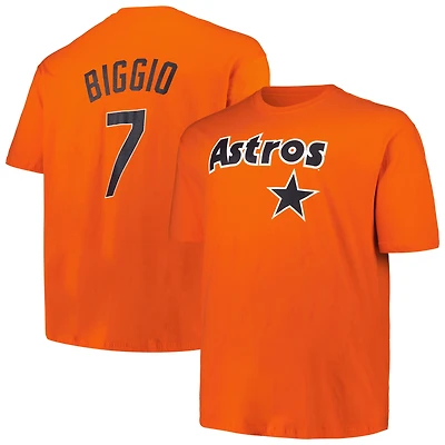 Profil pour homme Craig Biggio Orange Houston Astros Big & Tall Cooperstown Collection Nom et numéro du joueur T-shirt