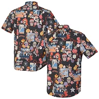 Chemise Aloha à boutons complets Performance Reyn Spooner pour hommes, noire, Astros De Houston Día Los Muertos