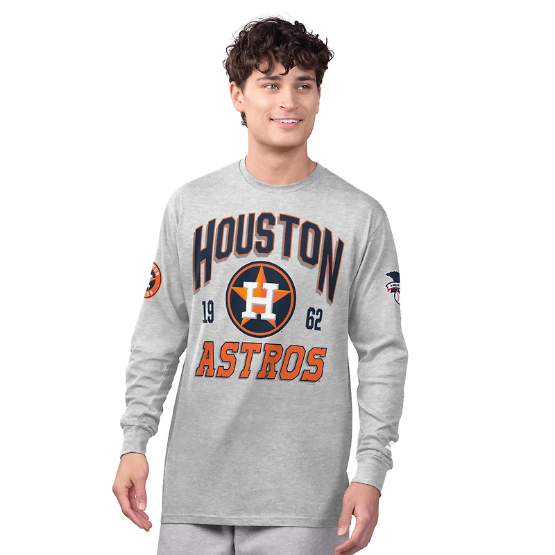 Men's Starter  Heather Gray/Navy Houston Astros Two-Pack Long Sleeve & Short T-Shirt Set