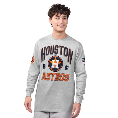 Men's Starter  Heather Gray/Navy Houston Astros Two-Pack Long Sleeve & Short T-Shirt Set