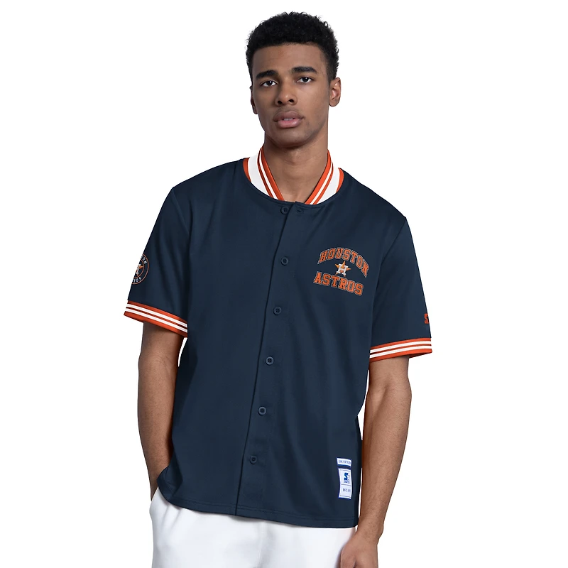 Veste à manches courtes boutonnée Starter bleu marine Houston Astros pour homme