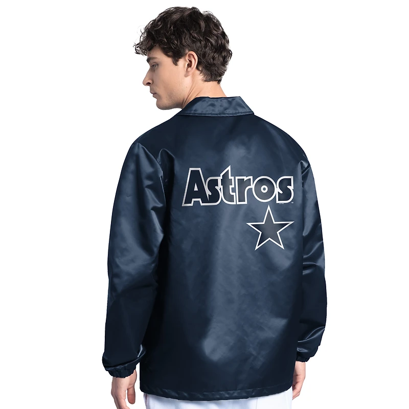 Men's Starter  Navy Houston Astros Cooperstown Collection Point Man Full-Snap Coaches Jacket