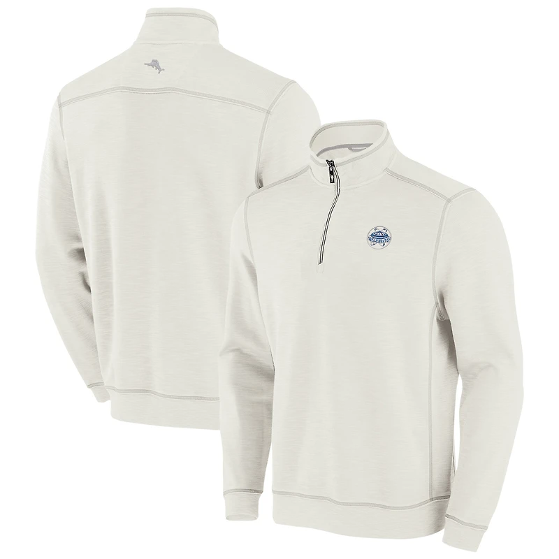 Men's Tommy Bahama Cream Houston Astros Sport Tobago Bay Tri-Blend Half-Zip Sweatshirt