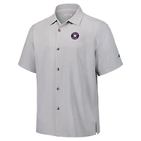 Chemise boutonnée en soie Tommy Bahama grise pour homme, motif Houston Astros Hit and Run