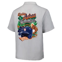 Men's Tommy Bahama Gray Houston Astros Hit and Run Silk Camp Button-Up Shirt