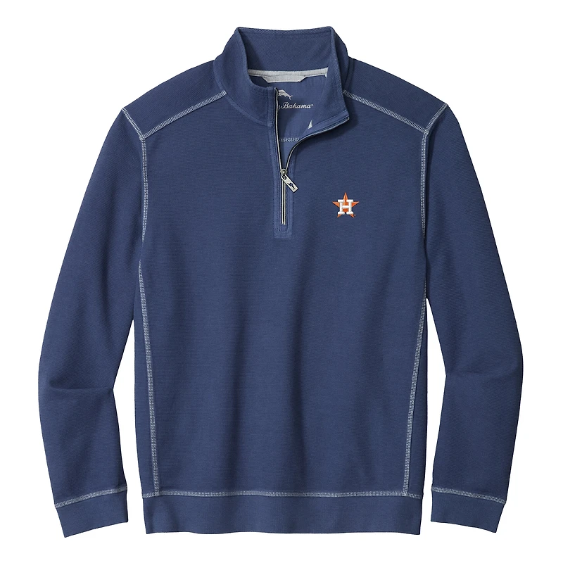 Sweat-shirt Tommy Bahama bleu marine Houston Astros Montego Bay à demi-zip pour homme
