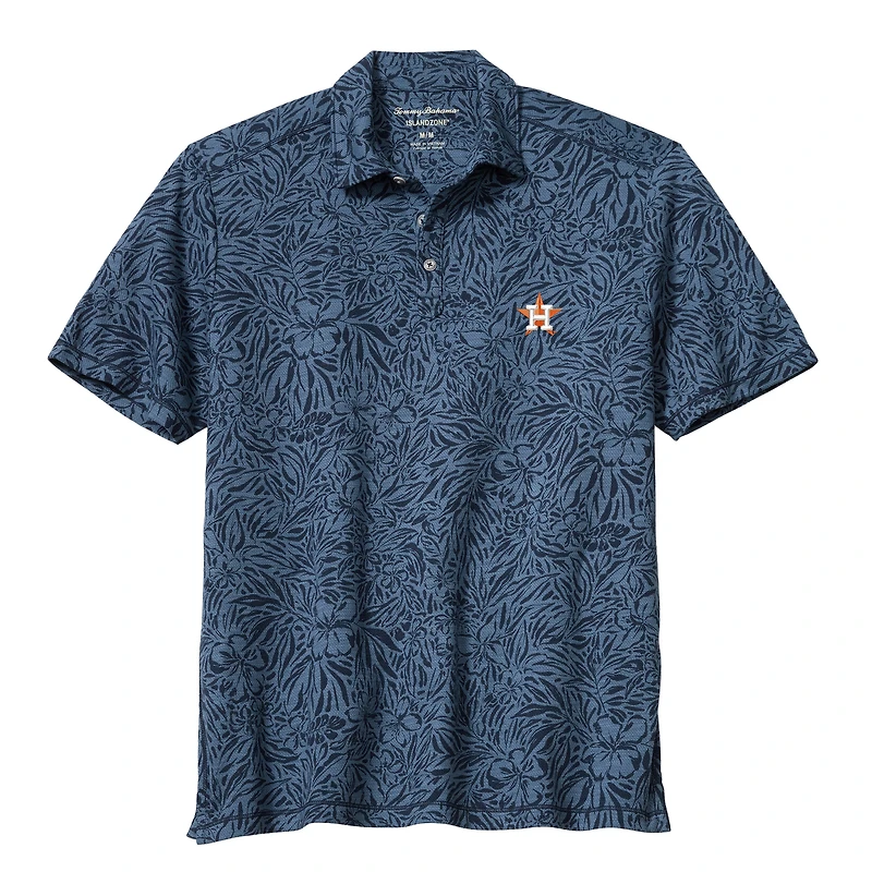 Men's Tommy Bahama Navy Houston Astros Wild Hibiscus Tri-Blend IslandZone Polo