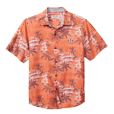 Men's Tommy Bahama Orange Houston Astros Coconut Point Isla Palmetta Button-Up COOLMAX Shirt