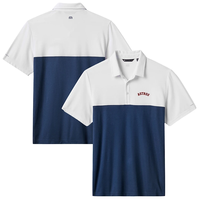 Polo tri-blend TravisMathew blanc/bleu marine Houston Astros Home Run Leader pour homme