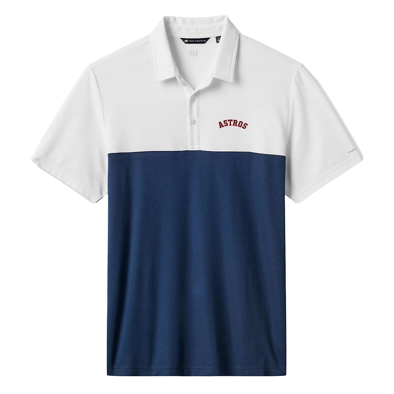 Polo tri-blend TravisMathew blanc/bleu marine Houston Astros Home Run Leader pour homme