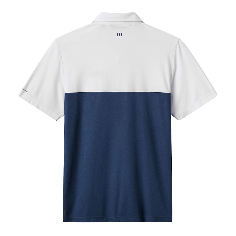 Polo tri-blend TravisMathew blanc/bleu marine Houston Astros Home Run Leader pour homme