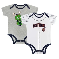 Ensemble de deux bodies jeu gris/blanc pour nouveau-né et bébé des Astros Houston