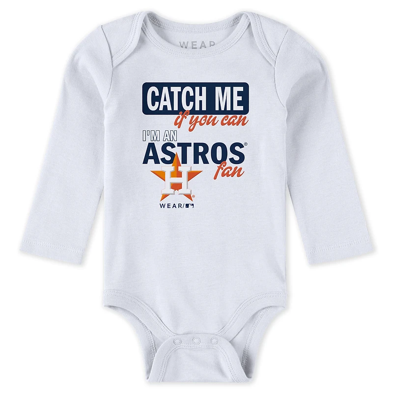 Newborn & Infant WEAR by Erin Andrews Heather Gray/White/Navy Houston Astros Three-Piece Turn Me Around Bodysuits Pants Set