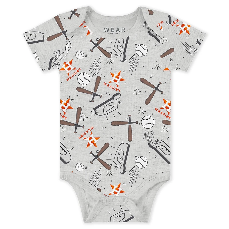 Newborn & Infant WEAR by Erin Andrews Heather Gray/White/Navy Houston Astros Three-Piece Turn Me Around Bodysuits Pants Set
