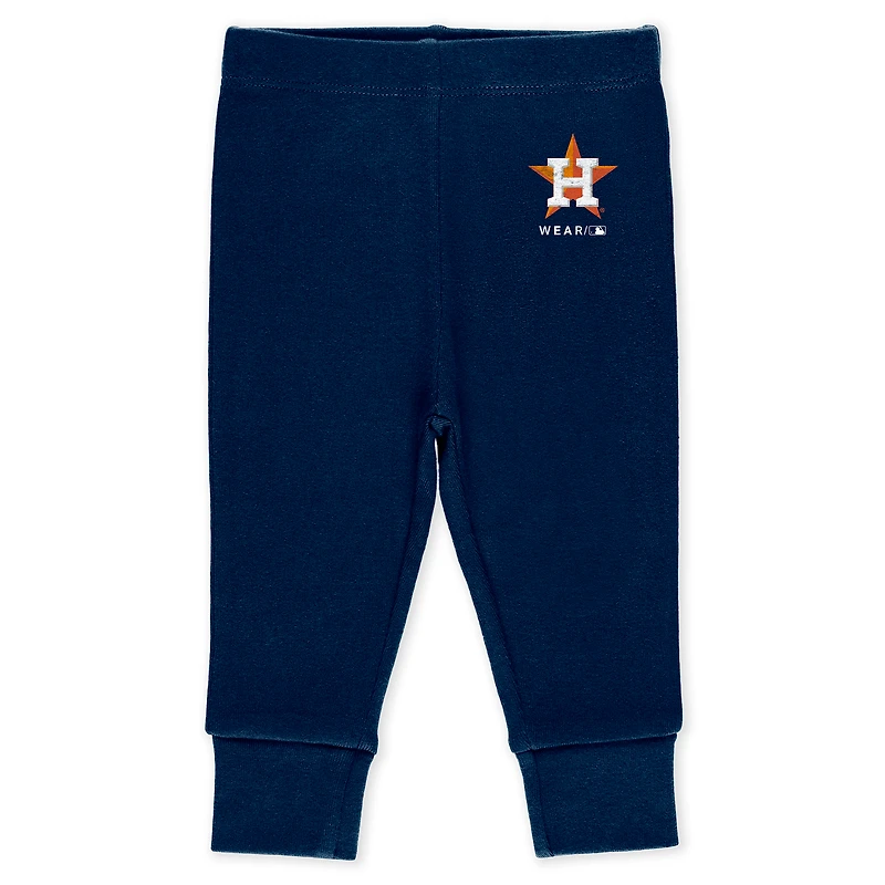Vêtements pour nouveau-nés et nourrissons par Erin Andrews Ensemble trois pièces gris chiné/blanc/bleu marine Houston Astros Body pantalon Turn Me Around
