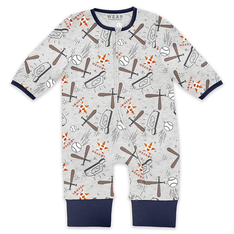 Newborn & Infant WEAR by Erin Andrews  Heather Gray Houston Astros Sleep and Play Full-Zip Sleeper Bib Set