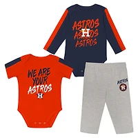 Newborn Outerstuff Houston Astros Double Down Bodysuit and Pants 3-Piece Set