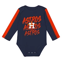 Newborn Outerstuff Houston Astros Double Down Bodysuit and Pants 3-Piece Set