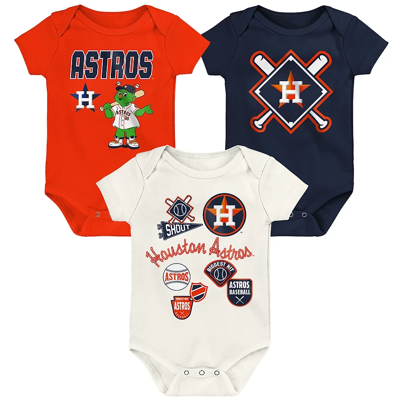 Newborn Outerstuff Houston Astros Home Plate 3-Piece Creeper Set