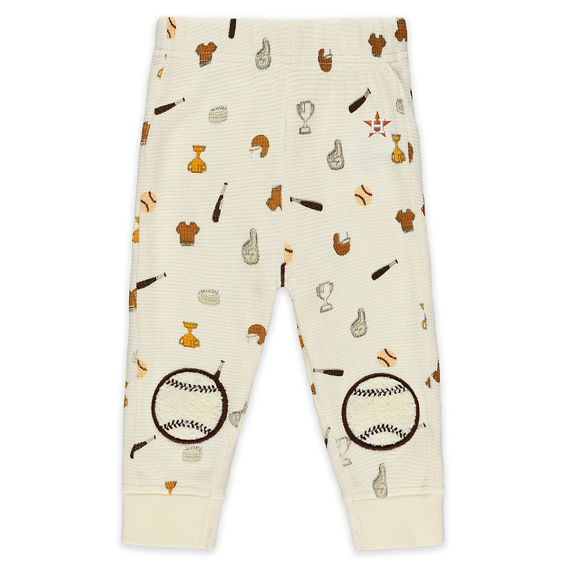 Newborn WEAR by Erin Andrews Cream Houston Astros Two-Piece Waffle-Knit Sleep Set
