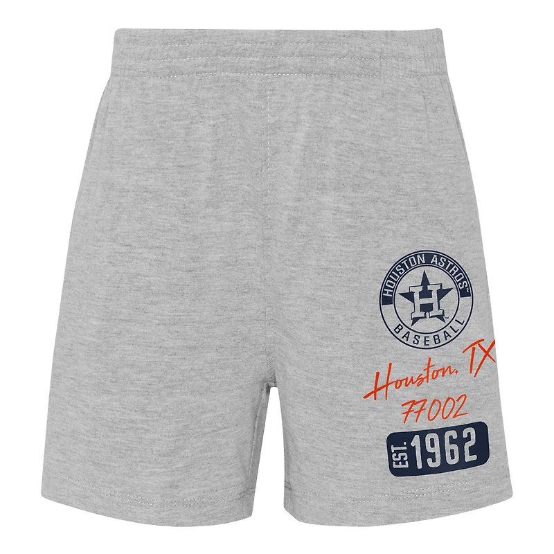Ensemble t-shirt raglan et short Houston Astros orange/gris chiné pour enfants d'âge préscolaire