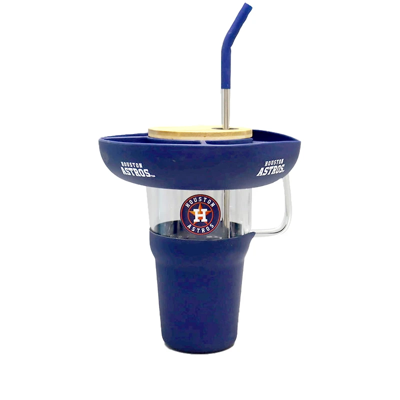 Gobelet en verre de 40 oz avec plateau à collation en silicone des Astros de Houston de The Memory Company