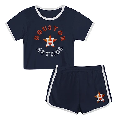 Ensemble t-shirt et short Double Run bleu marine pour tout-petit des Astros de Houston