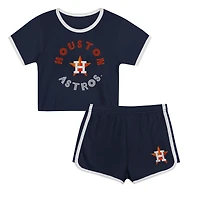 Ensemble t-shirt et short Double Run bleu marine pour tout-petit des Astros de Houston
