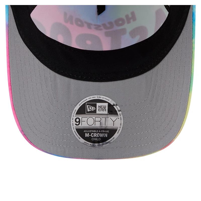 Casquette ajustable New Era Houston Astros Tie Dye M-Crown A-Frame 9FORTY pour tout-petit