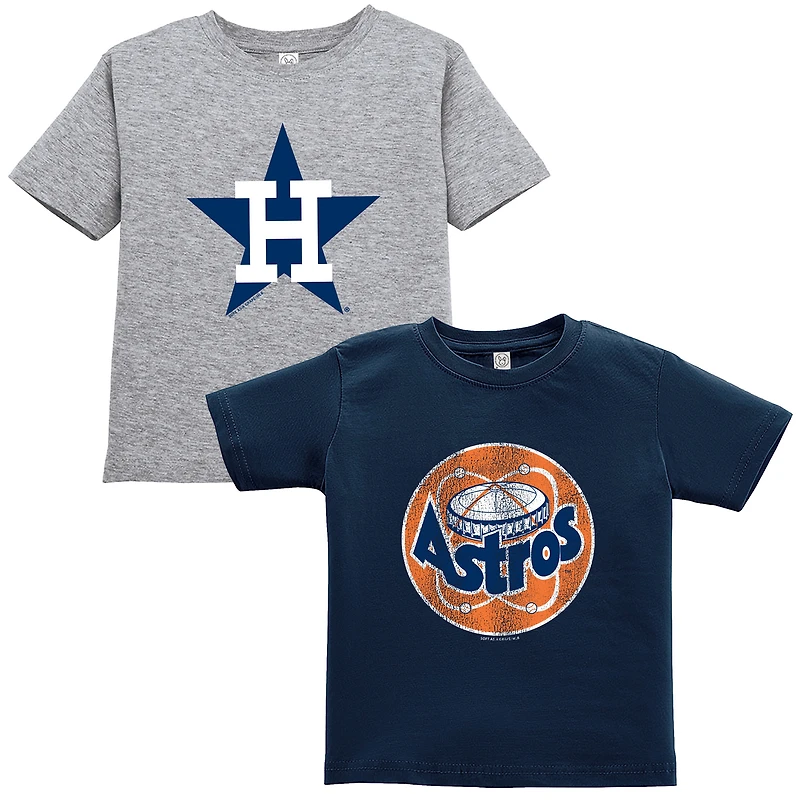 Toddler Soft as a Grape Navy/Heather Gray Houston Astros Cooperstown Collection Two-Pack T-Shirt Set