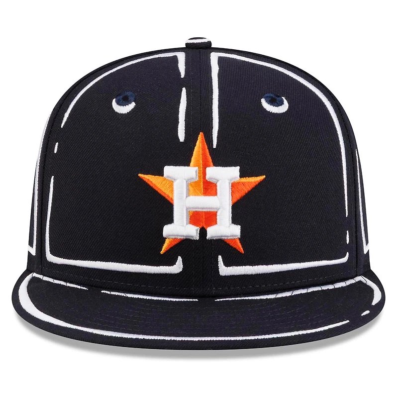 Unisex New Era x Joshua Vides Navy Houston Astros Outline 59FIFTY Fitted Hat
