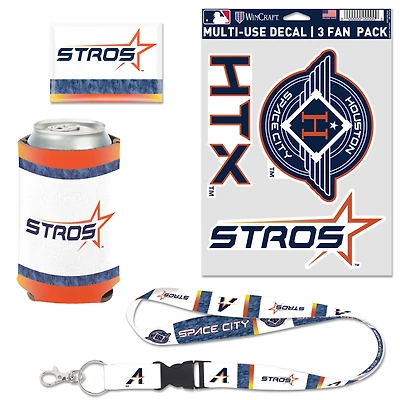 Pack de supporters WinCraft Houston Astros 2025 City Connect, quatre pièces