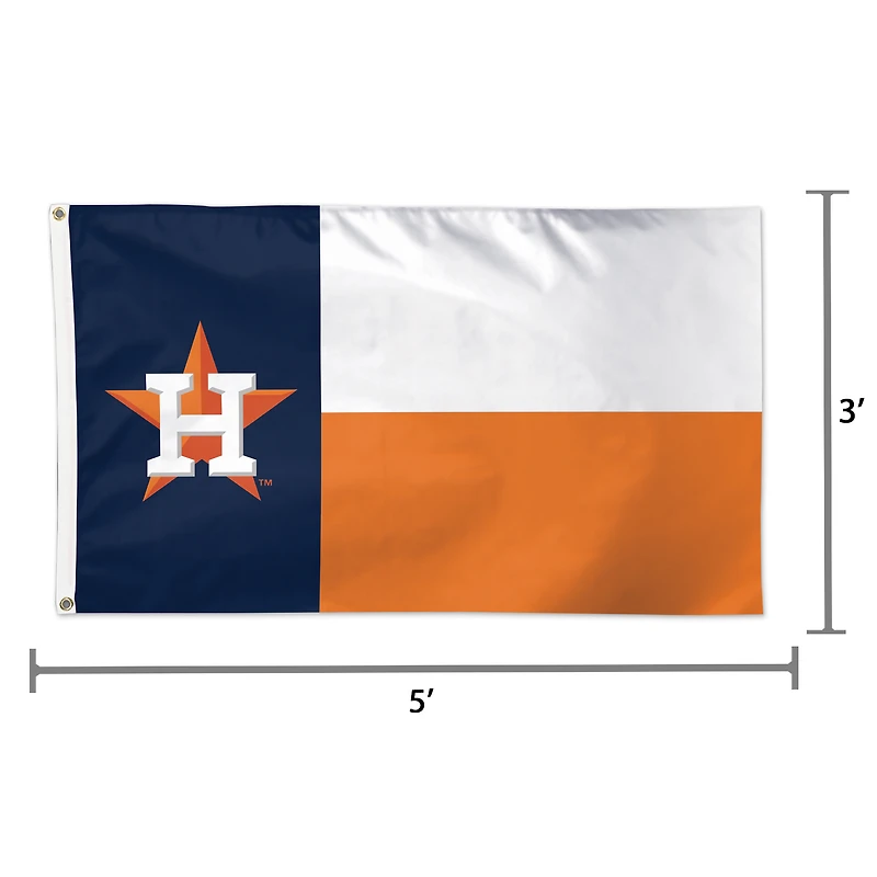 WinCraft Houston Astros Drapeau unilatéral de luxe aux couleurs de l'équipe 3 pi x 5 pi